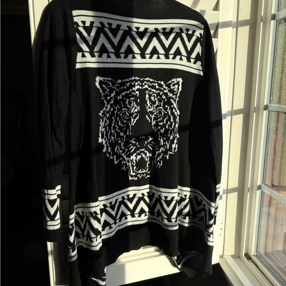 Material Girl Black and White Graphic Crewneck Sweater